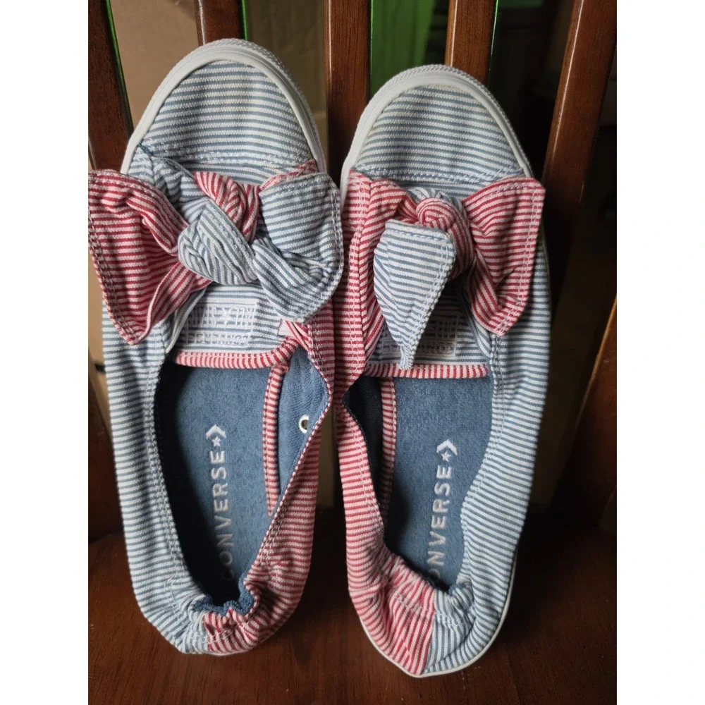 Converse bow tie Slip Ons women's size 9 red white and blue. No box.